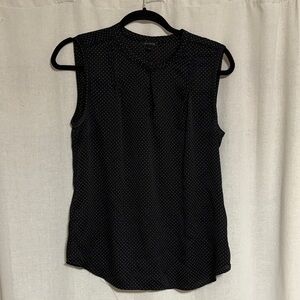 Ann Taylor Black Sleeveless Dotted Blouse